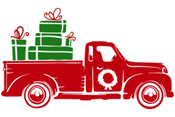 Festive Delivery: A Christmas-themed illustration of a red truck loaded with gifts and topped with a bow.