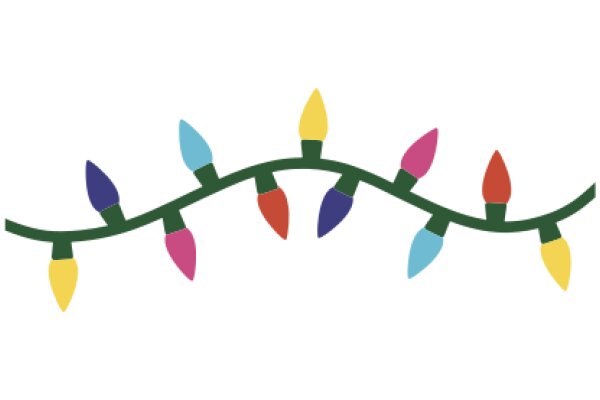 Colorful Christmas Lights on a Green Branch