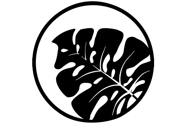 Simplified Monstera Leaf within Circle