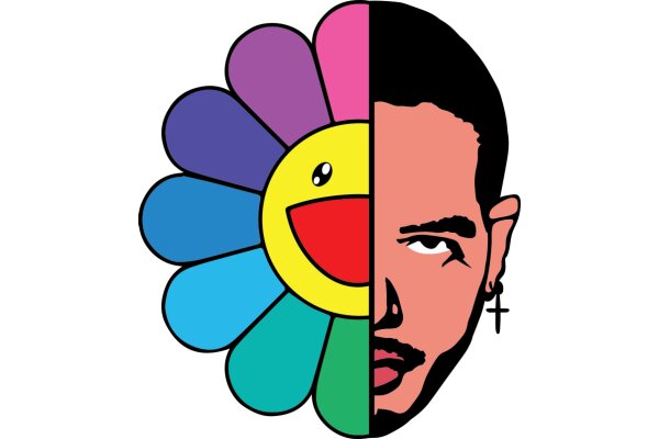 A Colorful Portrait of a Man and a Flower