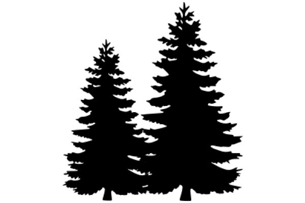 A Silhouette of Two Evergreen Trees