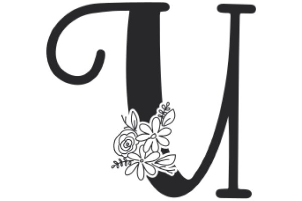 Stylized Letter 'U' with Floral Accent