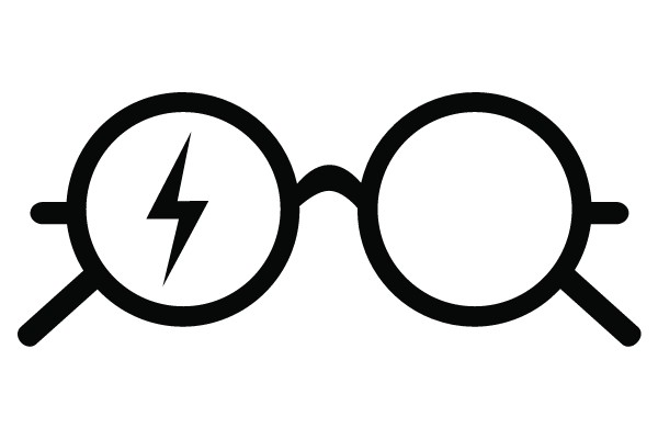 Glasses with Lightning Bolt Symbol