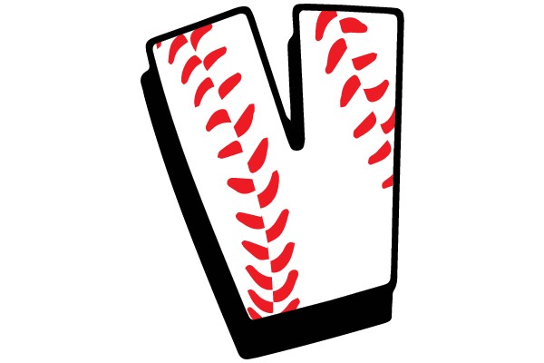 Baseball Stitched Letter V Clipart
