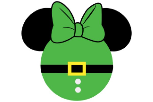 A Playful Take on Mickey Mouse: A Green Bow and Belt Add a Touch of Whimsy