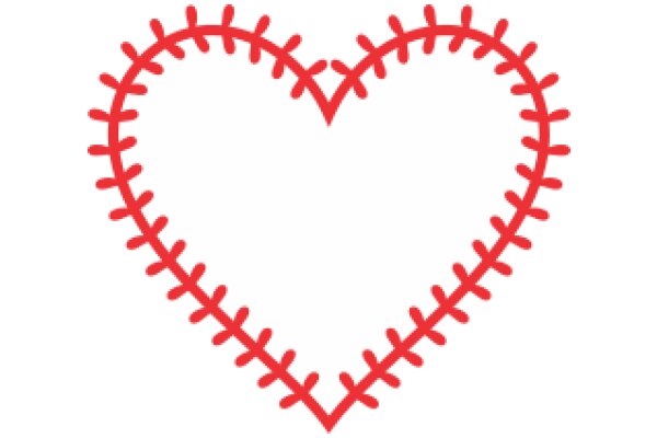 Vibrant Red Stitch Heart Emblem