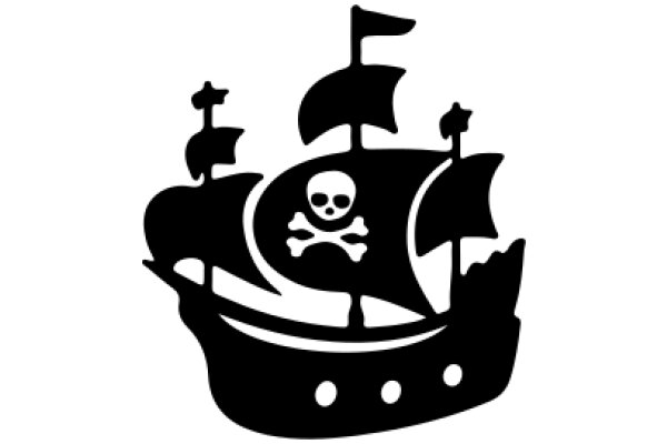 Silhouette of a Ship with a Skull and Crossbones