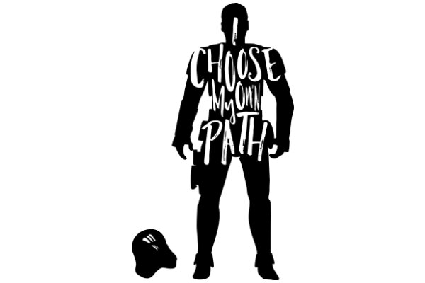 Choose Your Own Path: A Silhouette of a Person with a Helmet and a Sign