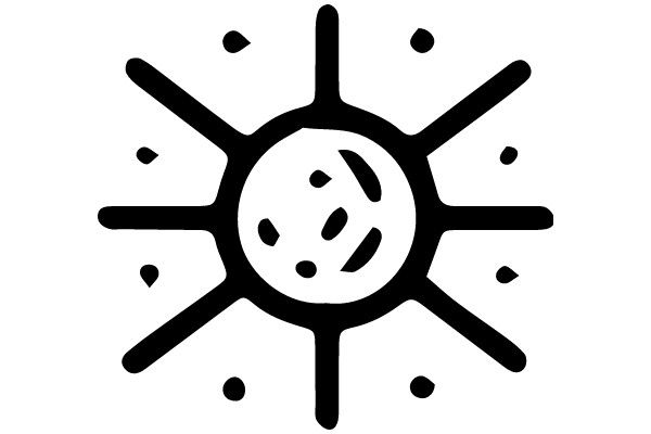 A Simple Line Drawing of a Sun with Spots