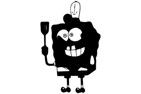 A Silhouette of SpongeBob SquarePants Holding a Shovel
