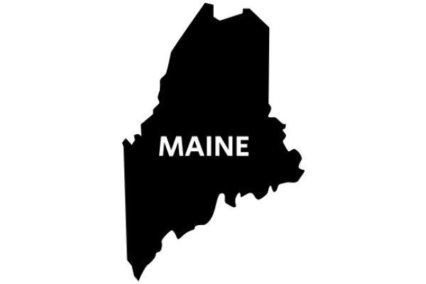 Maine State Silhouette with the Word 'Maine' Below It