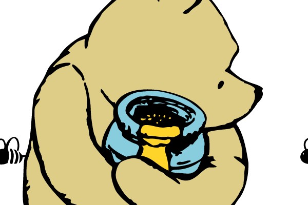 Winnie the Pooh with Honey and a Bee