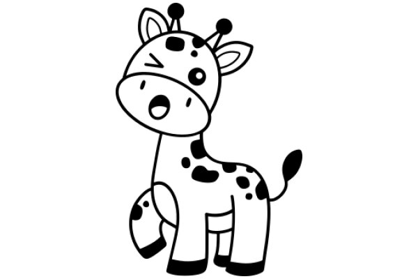 A Playful Cartoon of a Spotted Giraffe