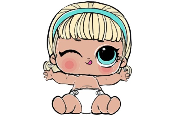 A Cute Cartoon Character with Blonde Hair and Blue Eyes