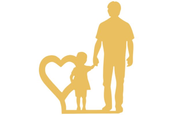 A Father and Daughter's Silhouette with a Heart Symbol