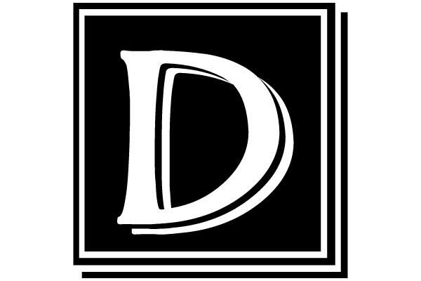 Solid Black Background with Large White Letter 'D' Inside a Black Rectangle