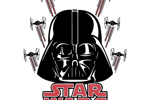 Darth Vader's Iconic Helmet and TIE Fighters