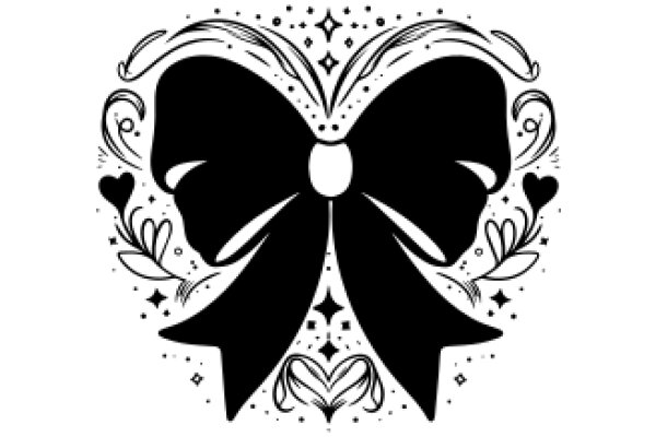 Stylized Butterfly with Heart and Floral Designs
