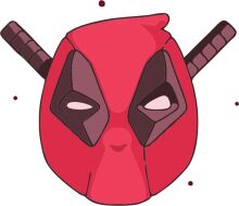 Stylized Red Mask with Black Eyes and Ears, Illustrated in a Flat Design Style