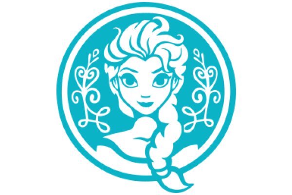 Stylized Portrait of a Female Character with a Blue and White Color Scheme