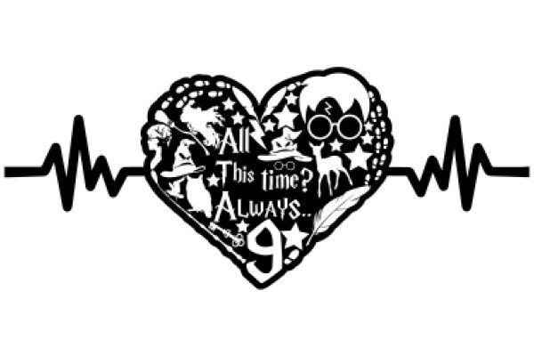 A Heartfelt Message: A Graphic Design with a Heartbeat Line and a Heart-Shaped Design