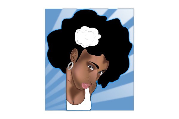 Afro Girl in White