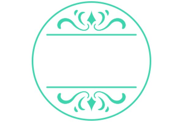 A Circular Design with a Teal Border and Floral Patterns