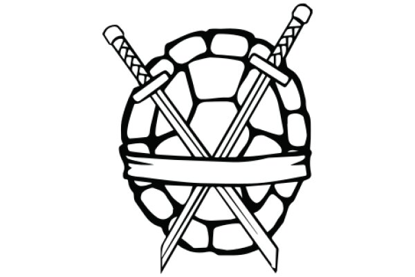A Stylized Illustration of a Turtle with Swords