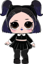 An Adorable Cartoon Character with Purple Hair and Blue Eyes