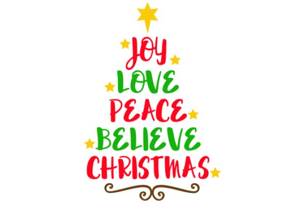 Season's Greetings: A Festive Christmas Tree with a Message of Joy, Love, Peace, and Belief