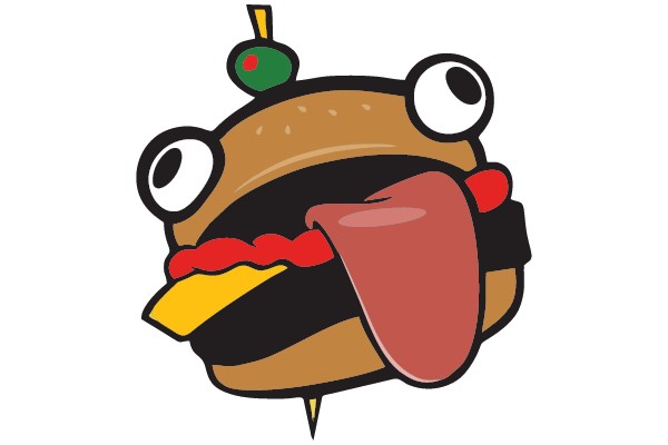Hamburger Character with Tongue Out