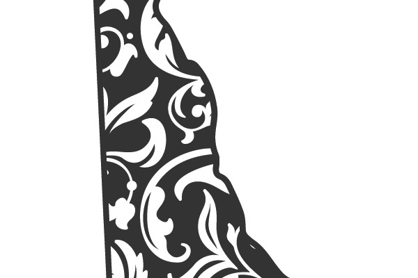 Delaware State Outline with Floral Pattern