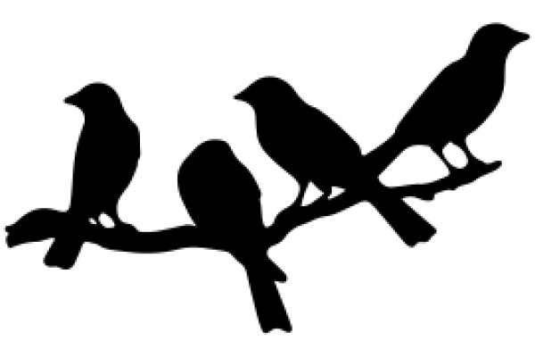 Silhouette of Three Birds Perched on a Branch