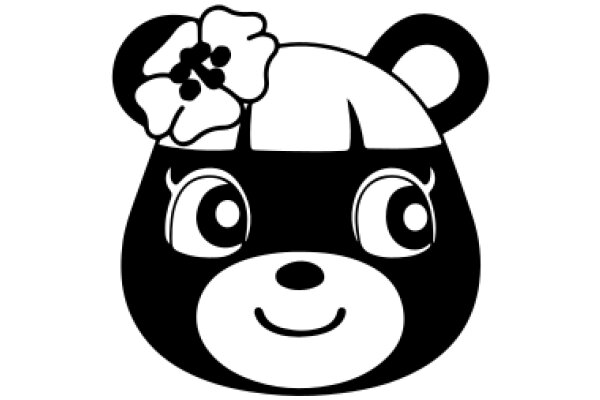 A Cute Cartoon Bear with a Flower on Its Head