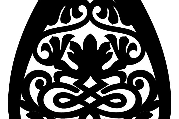 Symmetrical Ornamental Pattern within a Teardrop Frame