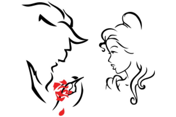 A Tale of Love and Artistry: AWoman and a Man, with a Red Rose as the Focal Point