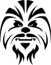 Stylized Black and White Portrait of a Furry Creature with a Grumpy Expression