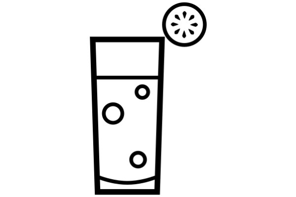 Simplistic Line Drawing of a Glass of Water with a Bubbles Effect