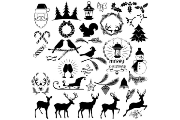 Holiday-Themed Illustrations: A Collection of Christmas Symbols and Characters
