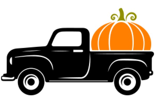 Vintage Truck with Orange Pumpkin: A Classic Halloween Decoration