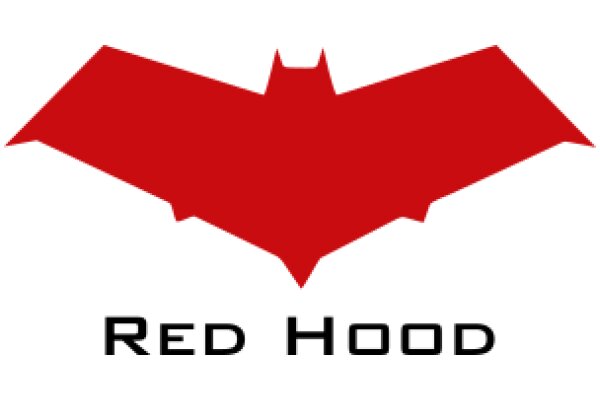 Red Bat Symbol with the Text 'Red Hood' Below It