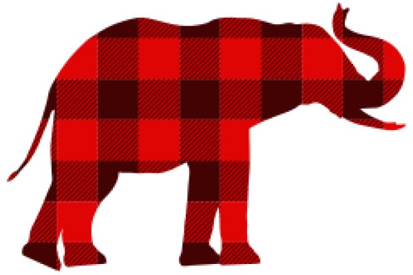 Vintage Red and Black Plaid Elephant Silhouette