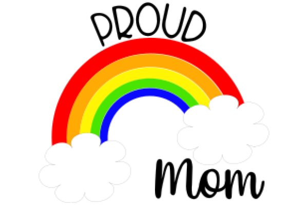 Celebrating Pride with a Colorful Rainbow and the Word 'Mom' in Black Text.