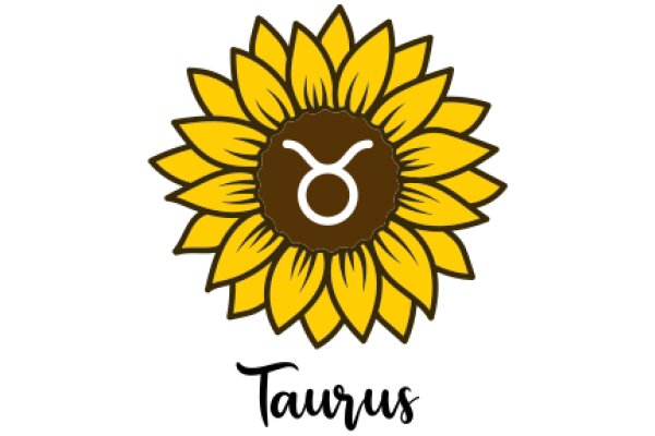 Stylized Logo of Taurus with a Sunflower Design