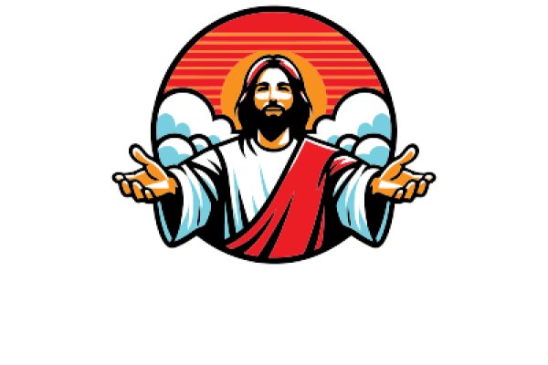 Jesus Christ, the Savior of the World, in a Stylized Illustration with a Sunset Background