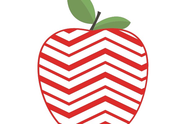 Chevron-Printed Apple with Green Leaf