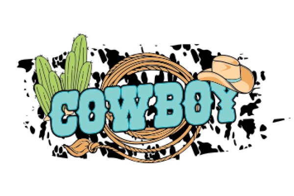 Cowboy-themed logo with a playful twist, featuring a cow, a lasso, and a cowboy hat.