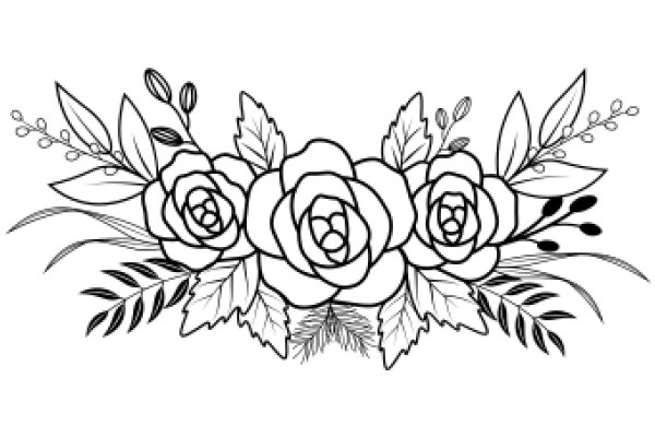 Elegant Floral Design: A Illustration of Rose and Leaf Motif