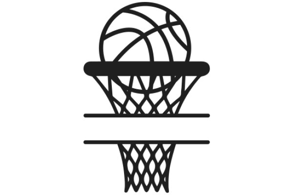 Simplified Basketball Icon: A Graphic Representation of a Basketball Net and Ball