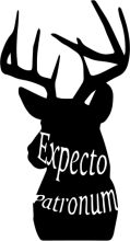 The Silhouette of a Majestic Deer with the Words 'Expecto Patronum' Superimposed on It
